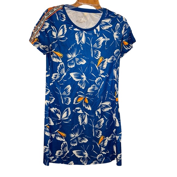 ADIDAS x FARM RIO Butterfly print Shift Dress in Blue WOMEN'S Medium M - Picture 1 of 4